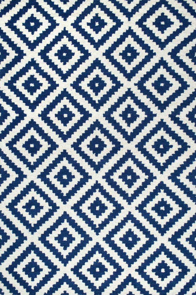 BLUE AND WHITE GEOMETRIC HAND TUFTED CARPET