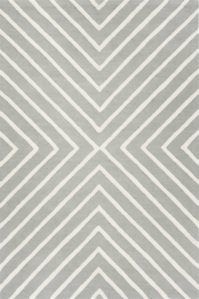 GREY AND IVORY GEOMETRIC HAND TUFTED CARPET