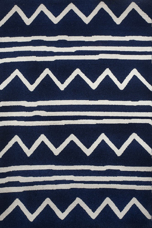 BLUE AND WHITE KIDS HAND TUFTED CARPET by Imperial Knots - Image 1