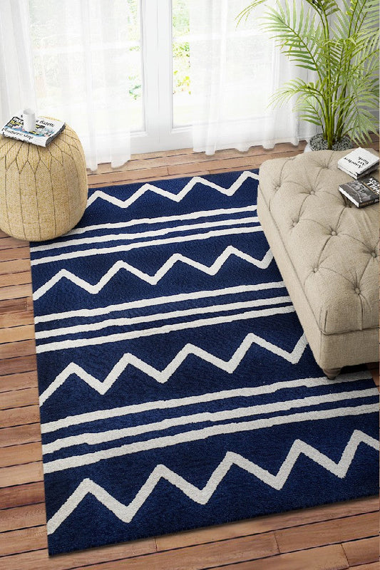 BLUE AND WHITE KIDS HAND TUFTED CARPET by Imperial Knots - Image 2