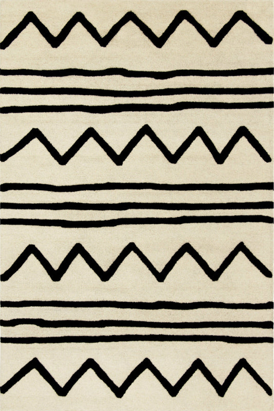 BLACK AND IVORY KIDS HAND TUFTED CARPET by Imperial Knots - Image 1