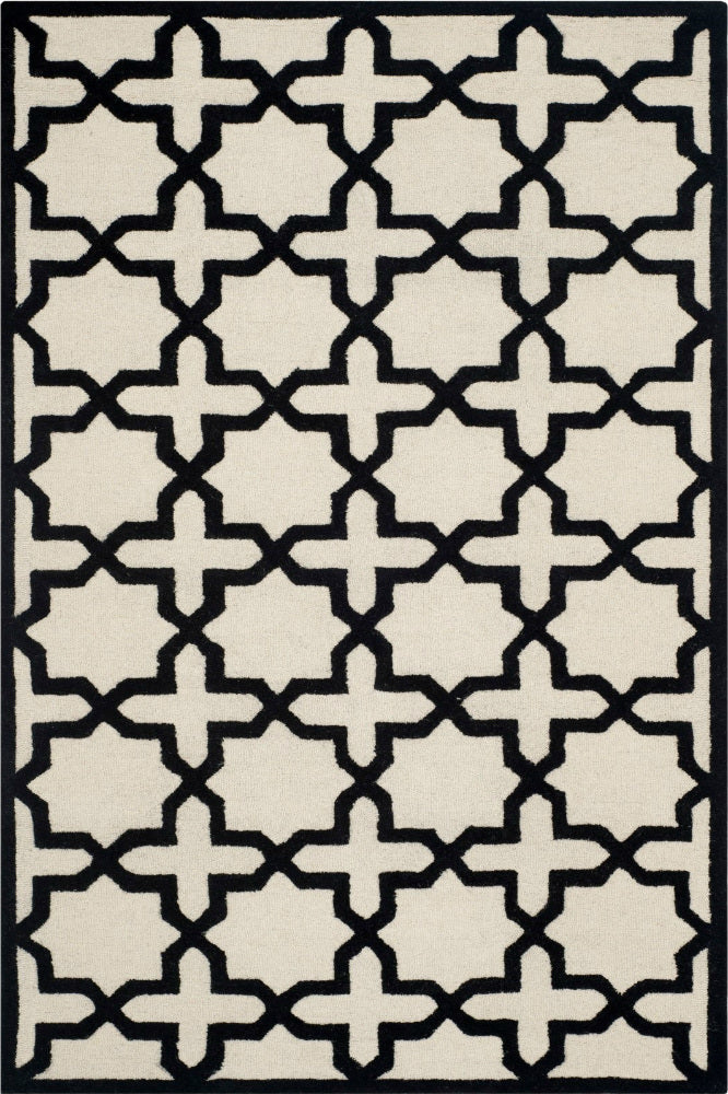 BLACK AND WHITE GEOMETRIC HAND TUFTED CARPET