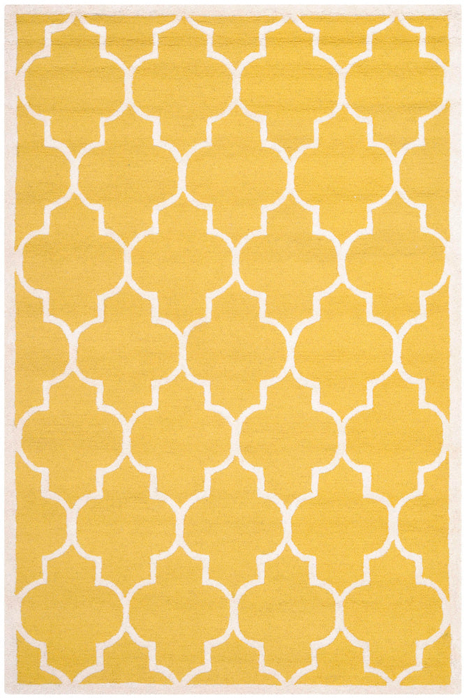 YELLOW AND WHITE MOROCCAN HAND TUFTED CARPET