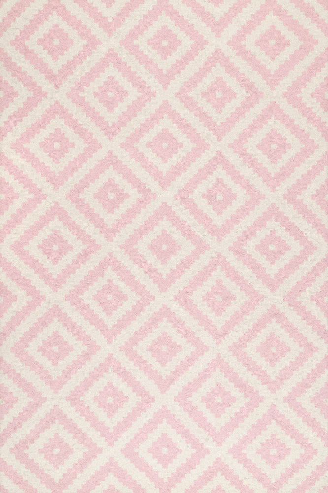 PINK AND WHITE GEOMETRIC HAND TUFTED CARPET