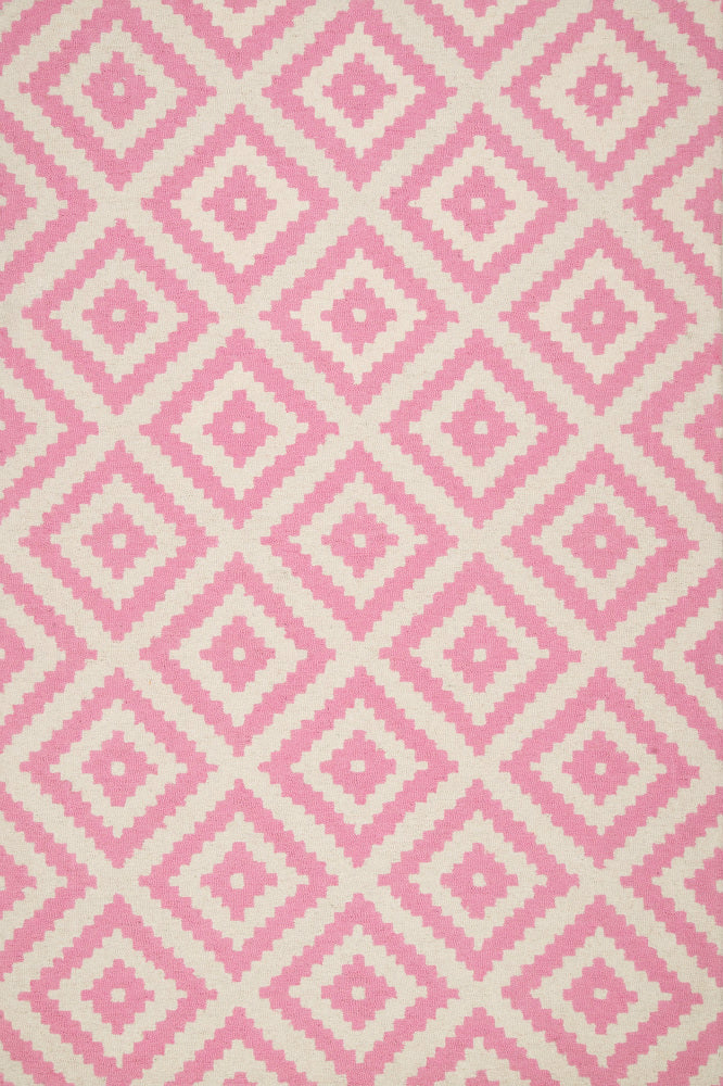 PINK AND WHITE GEOMETRIC HAND TUFTED CARPET