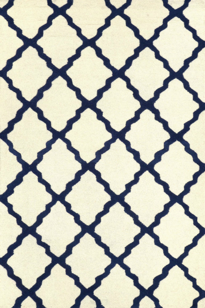 BLUE AND WHITE MOROCCAN HAND TUFTED CARPET