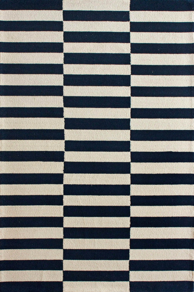 BLACK AND WHITE STRIPES HAND TUFTED CARPET