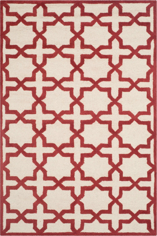 RED AND WHITE MOROCCAN HAND TUFTED CARPET