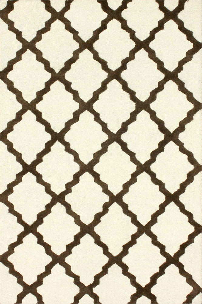 BROWN AND IVORY MOROCCAN HAND TUFTED CARPET