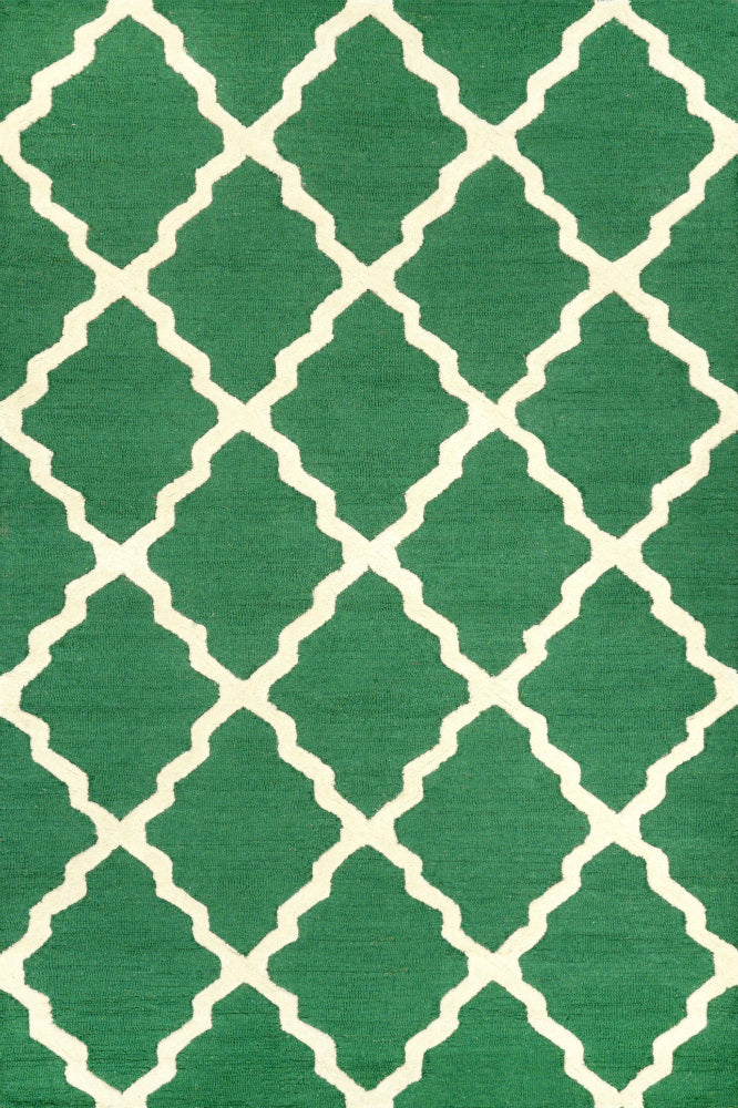GREEN AND WHITE MOROCCAN HAND TUFTED CARPET