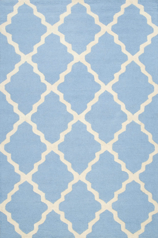 BLUE AND WHITE MOROCCAN HAND TUFTED CARPET
