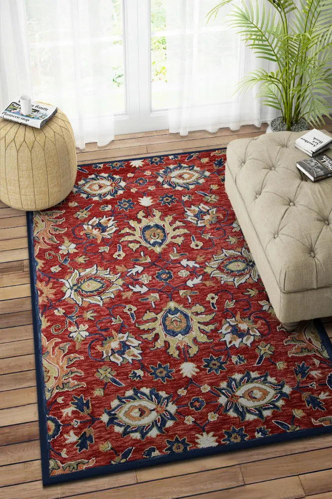 RED SUZANI HAND TUFTED CARPET