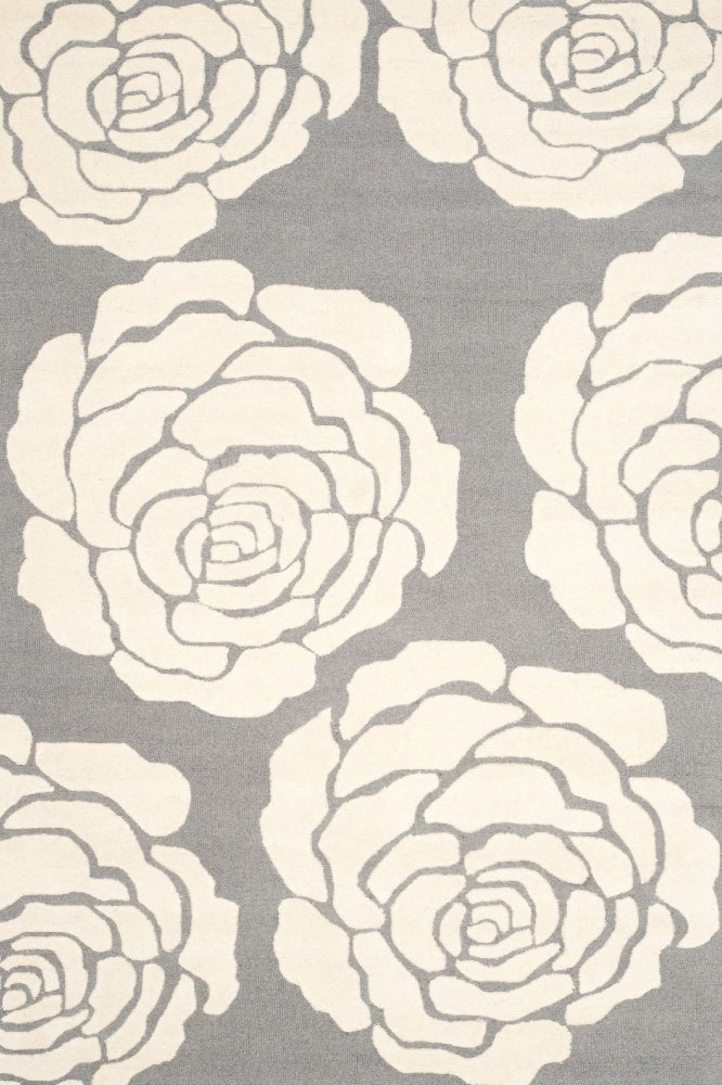 GREY FLORAL HAND TUFTED CARPET