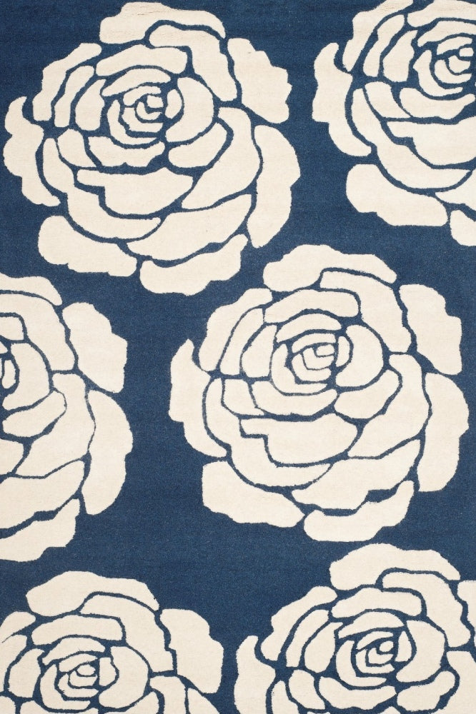 BLUE FLORAL HAND TUFTED CARPET