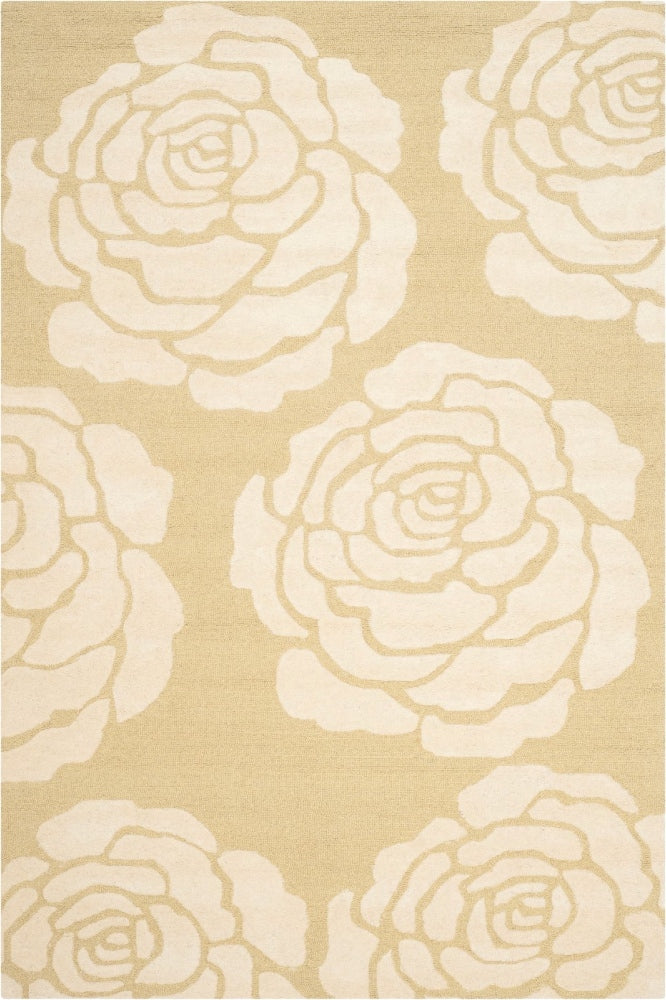 YELLOW AND IVORY FLORAL HAND TUFTED CARPET