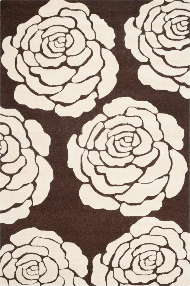 BROWN FLORAL HAND TUFTED CARPET