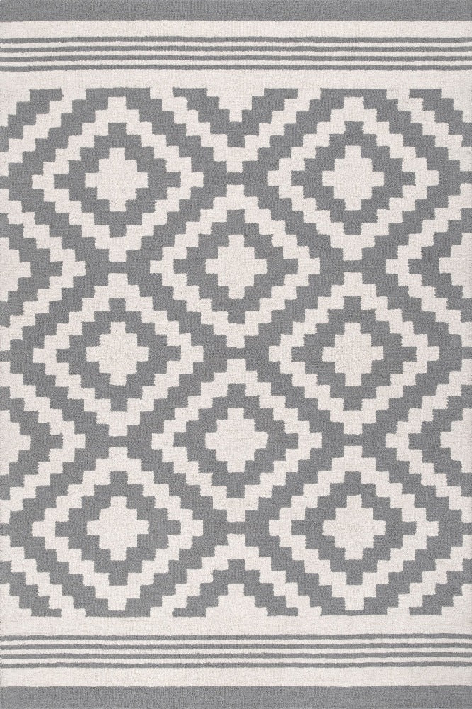 GREY GEOMETRIC HAND TUFTED CARPET