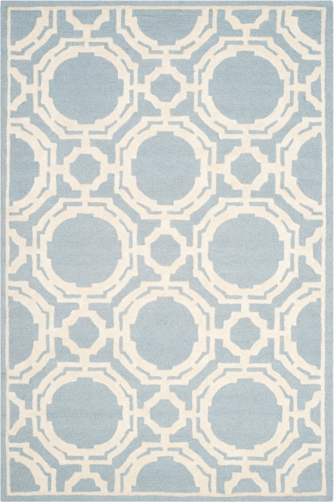 BLUE GEOMETRIC HAND TUFTED CARPET