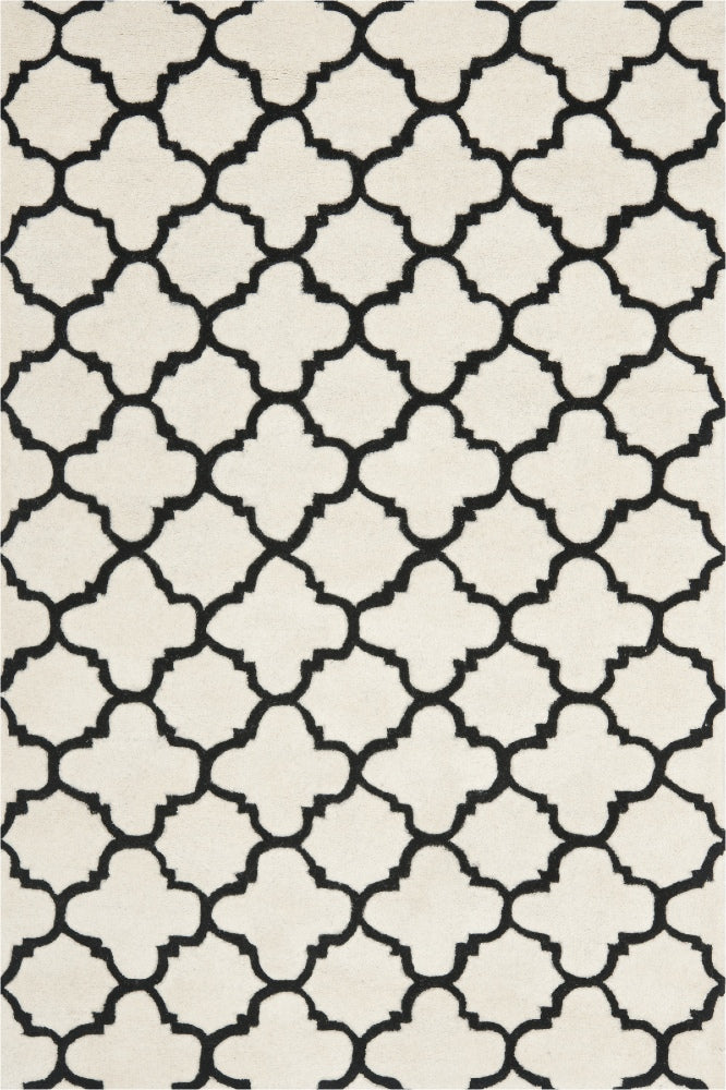 BLACK AND IVORY MOROCCAN HAND TUFTED CARPET