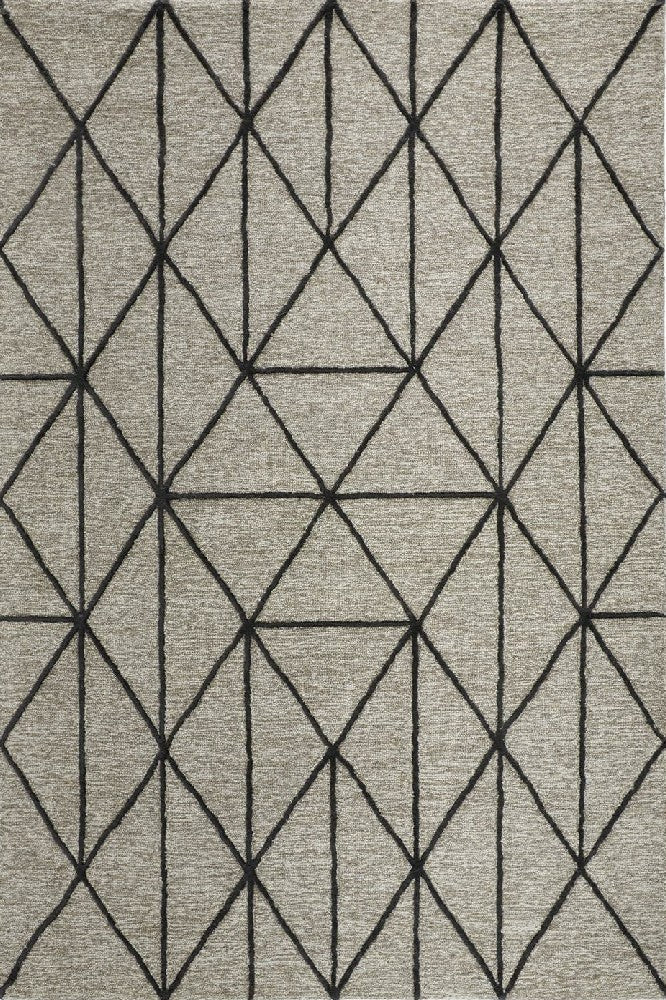 GREY AND BLACK GEOMETRIC HAND TUFTED CARPET
