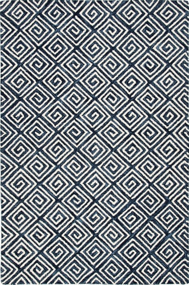 BLUE GEOMETRIC HAND TUFTED CARPET