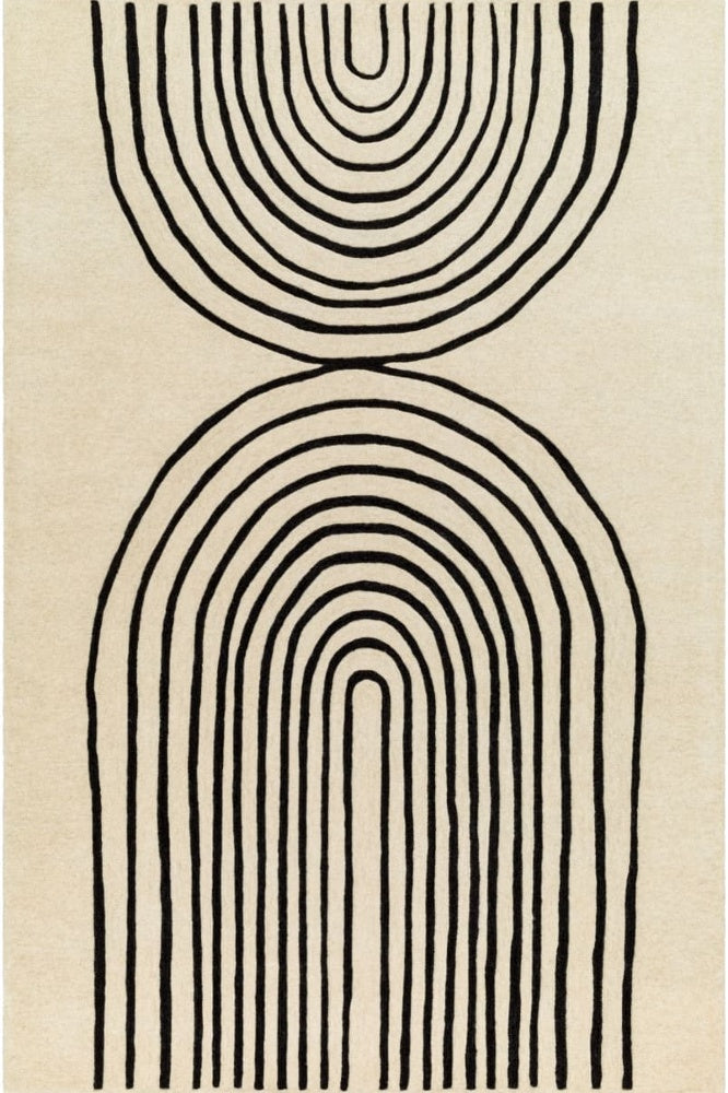 BEIGE BLACK MODERN HAND TUFTED CARPET