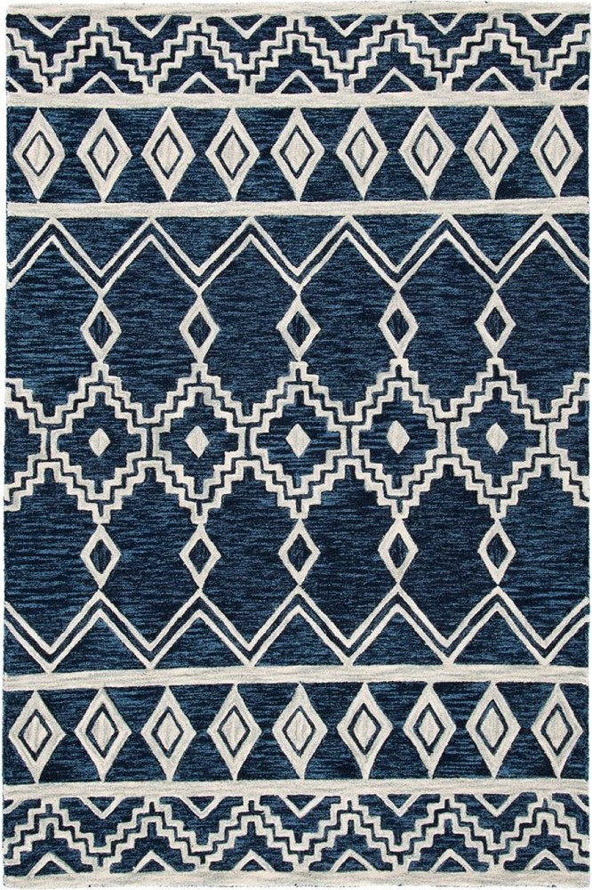 BLUE GEOMETRIC HAND TUFTED CARPET