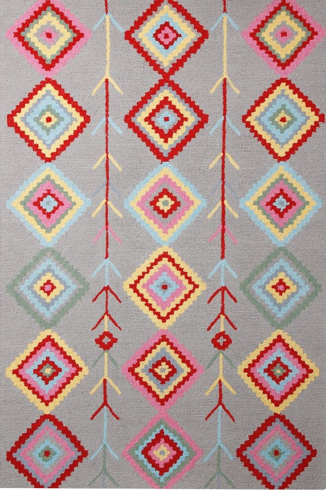 GREY MULTICOLOR GEOMETRIC HAND TUFTED CARPET