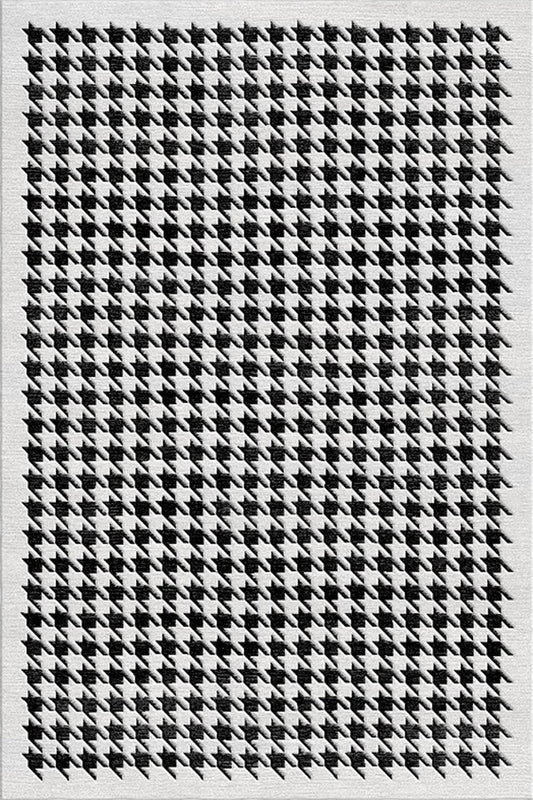BLACK AND WHITE HOUNDSTOOTH HAND TUFTED CARPET by Imperial Knots - Image 1