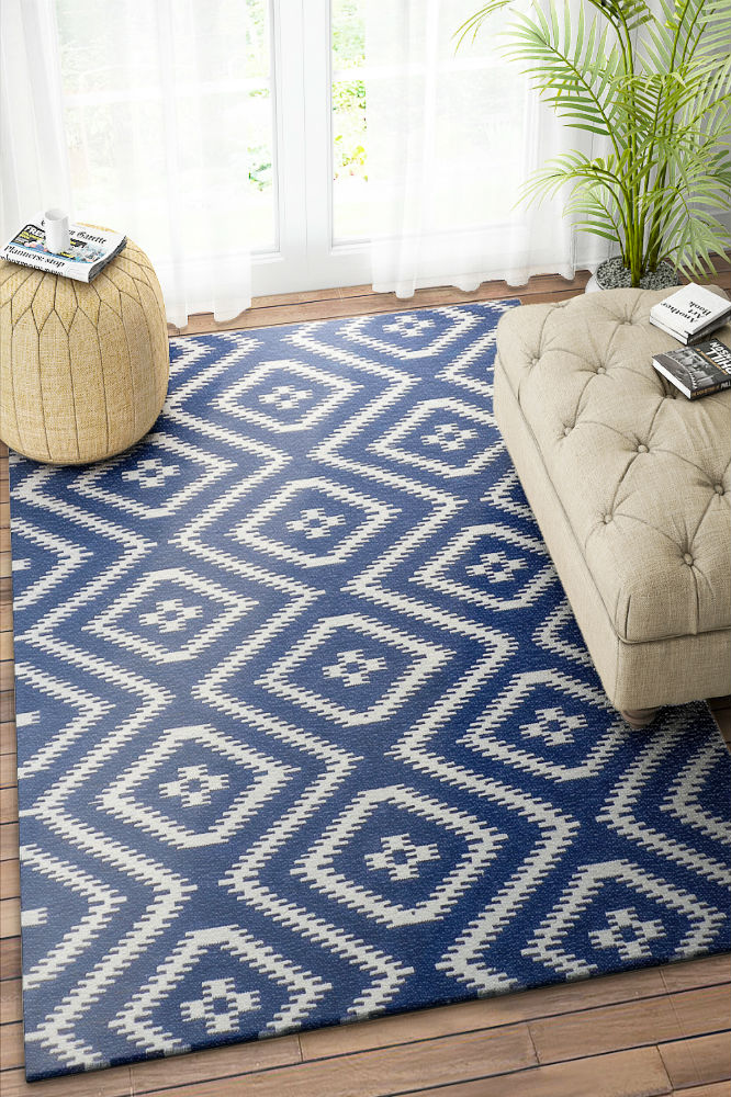 BLUE VINTAGE HAND WOVEN KILIM DHURRIE