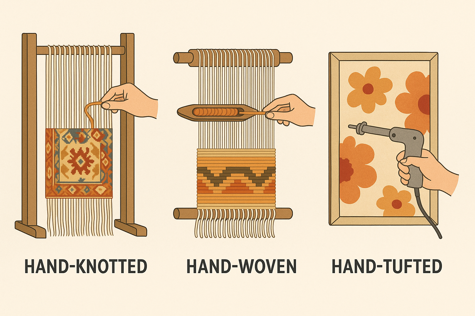 Hand-Knotted vs Hand-Woven vs Hand-Tufted Carpets