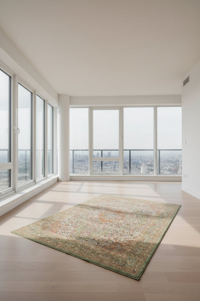 GREEN  TRADITIONAL MACHINE MADE CARPET