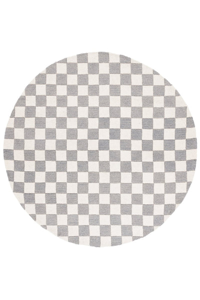 IVORY GREY GEOMETRIC HAND TUFTED ROUND RUG