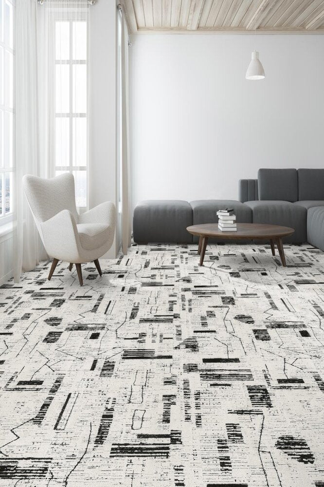 IVORY BLACK MODERN BROADLOOM CARPET