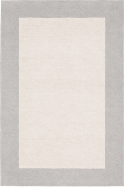 IVORY & GREY BORDERED HAND TUFTED RUG