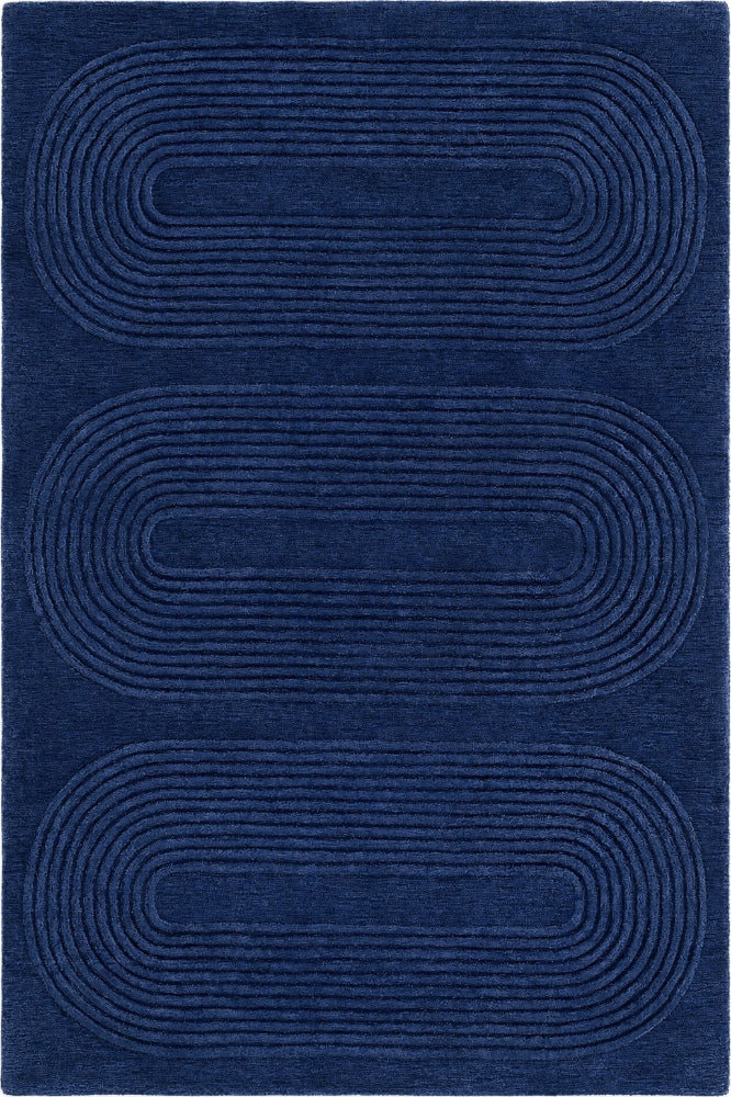 NAVY BLUE ARCHES EMBOSSED HAND TUFTED RUG