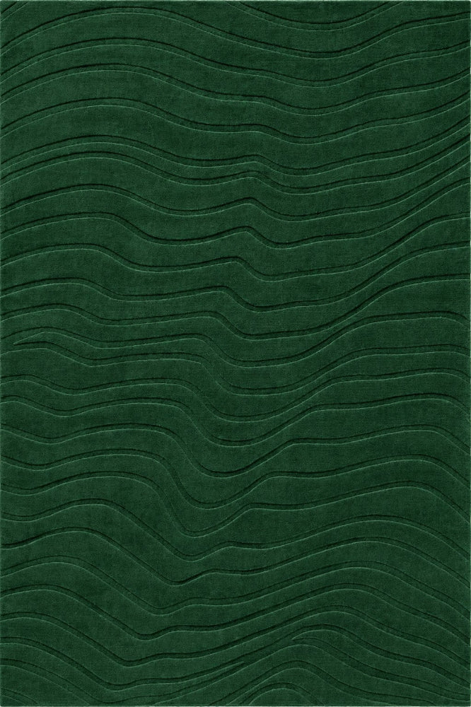 GREEN WAVES EMBOSSED HAND TUFTED RUG