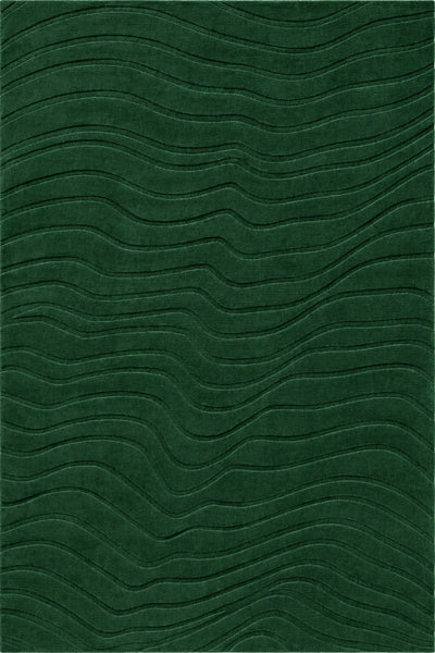 GREEN WAVES EMBOSSED HAND TUFTED RUG