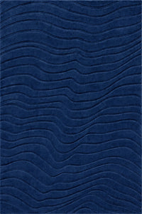 NAVY BLUE WAVES EMBOSSED HAND TUFTED RUG