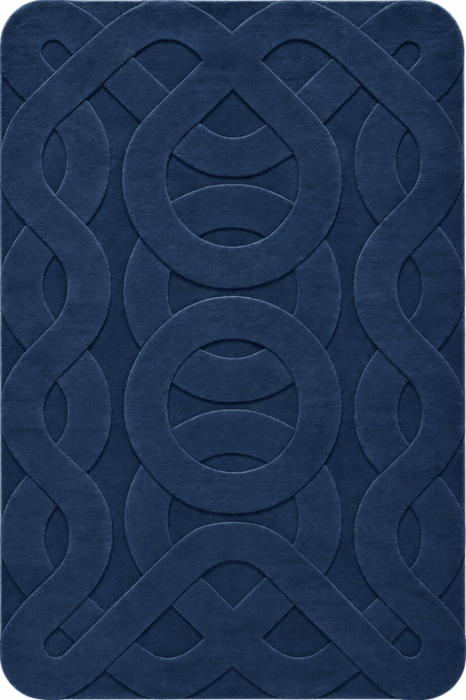 NAVY BLUE EMBOSSED HAND TUFTED RUG