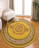 YELLOW FLORAL BESPOKE ROUND HAND TUFTED RUG