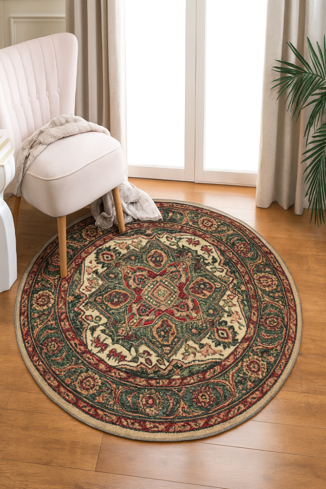 GREY AND PINK BESPOKE ROUND HAND TUFTED RUG