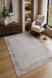 GREY MODERN EMBOSSED HAND KNOTTED CARPET