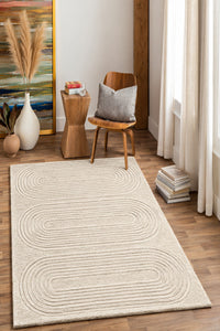 IVORY ARCHES EMBOSSED HAND TUFTED RUG