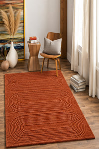 RUST ARCHES EMBOSSED HAND TUFTED RUG