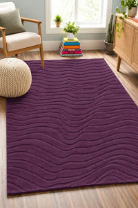 PURPLE WAVES EMBOSSED HAND TUFTED RUG