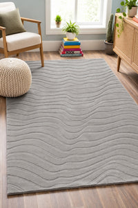 GREY WAVES EMBOSSED HAND TUFTED RUG