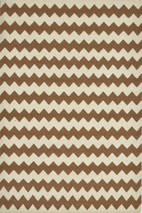 BROWN IVORY CHEVRON HAND WOVEN DHURRIE by Imperial Knots - Image 1