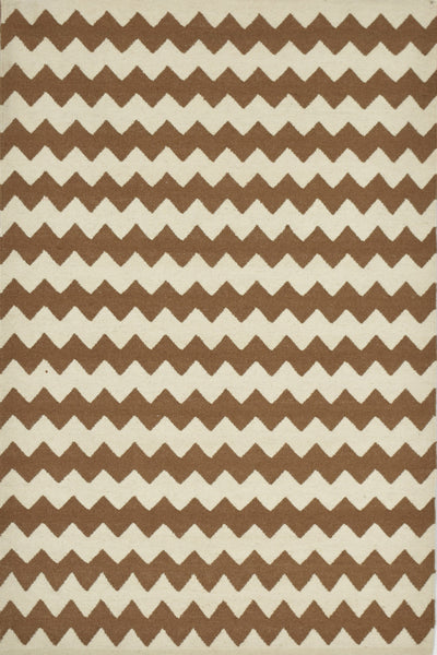 BROWN IVORY CHEVRON HAND WOVEN DHURRIE