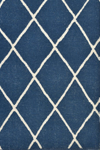 BLUE AND IVORY GEOMETRIC HAND WOVEN DHURRIE by Imperial Knots - Image 3